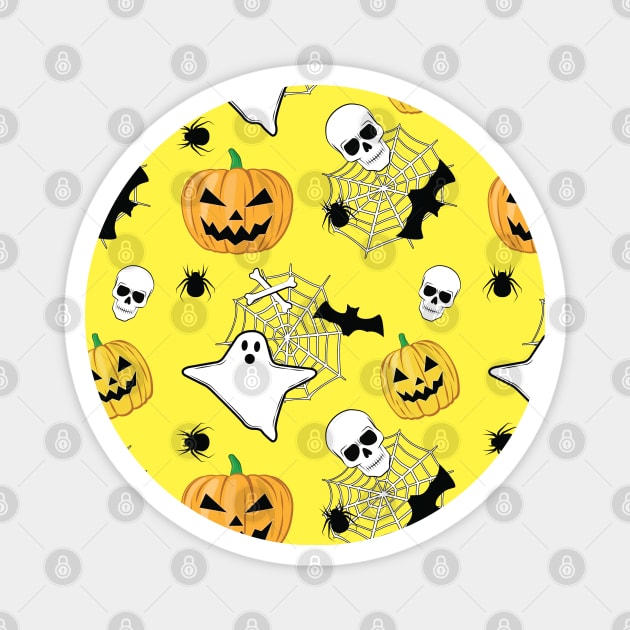 Halloween Pattern on Yellow Background Magnet by DesignWood Atelier